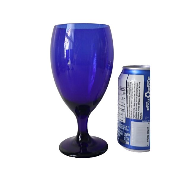 4 Vintage Cobalt Large Blue Wine Glasses Wine Libbey Cocktail Barware - Picture 5 of 5